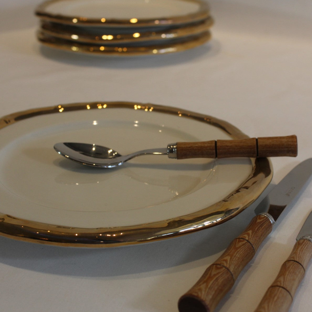 Assiette Dessert Bambou Doré