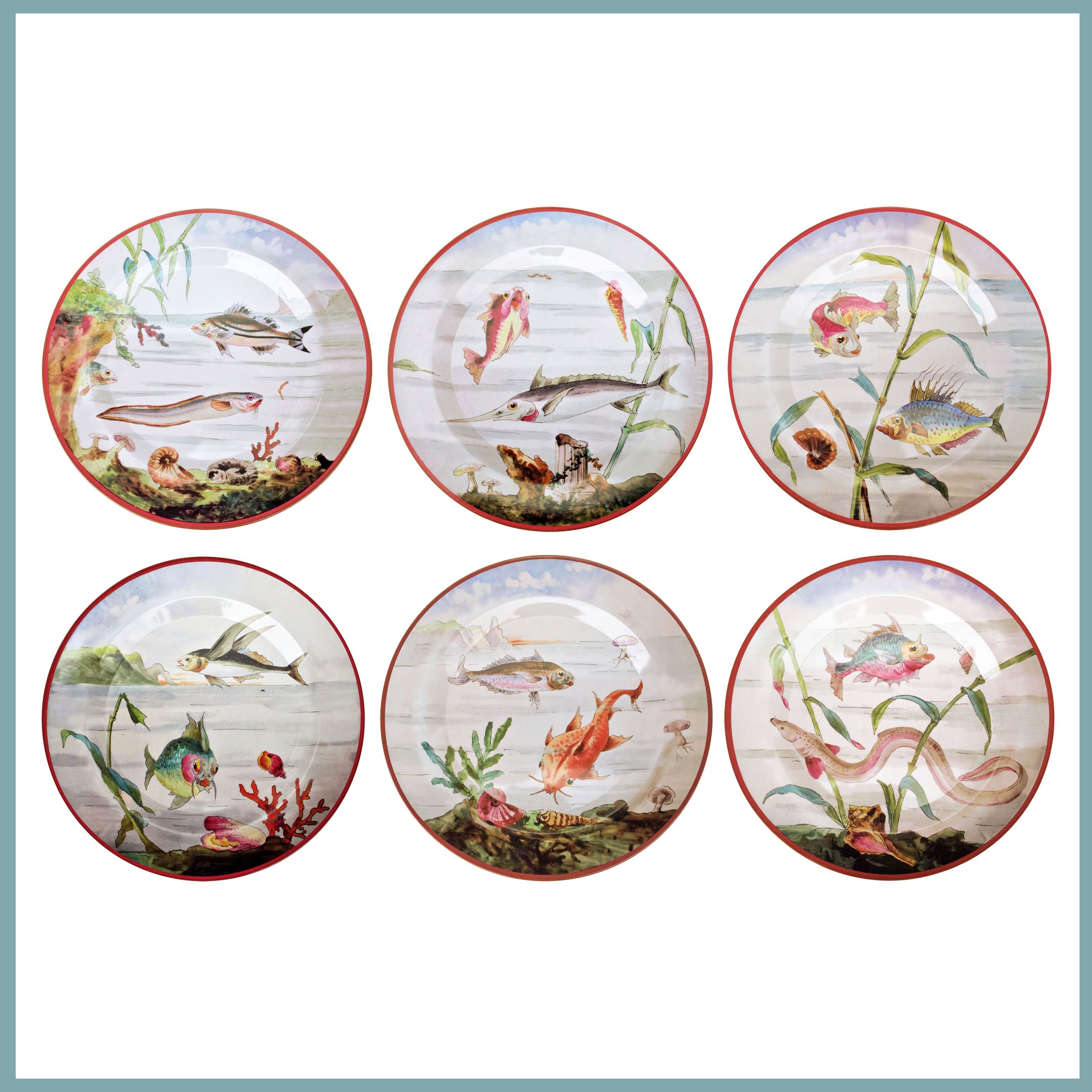 Coffret 6 Assiettes Tôle Poissons